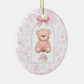 Lilly | Aangepaste Roze Teddybeer Nursery Design Keramisch Ornament (Rechts)