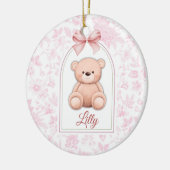 Lilly | Aangepaste Roze Teddybeer Nursery Design Keramisch Ornament (Links)