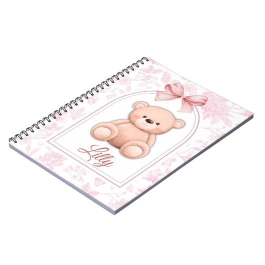 Lilly | Aangepaste Roze Teddybeer Nursery Design Notitieboek (Linkerzijde)