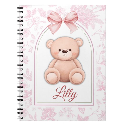 Lilly | Aangepaste Roze Teddybeer Nursery Design Notitieboek (Voorkant)