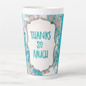 Lilly Blue Thank You – Modern Floral Appreciation Latte Mok (Voorkant)