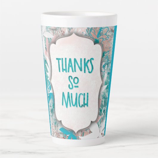 Lilly Blue Thank You – Modern Floral Appreciation  Latte Mok (Voorkant)