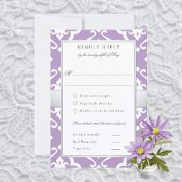 Lilly Damask Floral Wedding Meal RSVP Card Kaartje