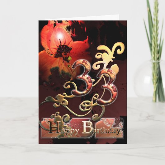 Lilly Dream flower Happy 33 Birthday  Kaart (Voorkant)