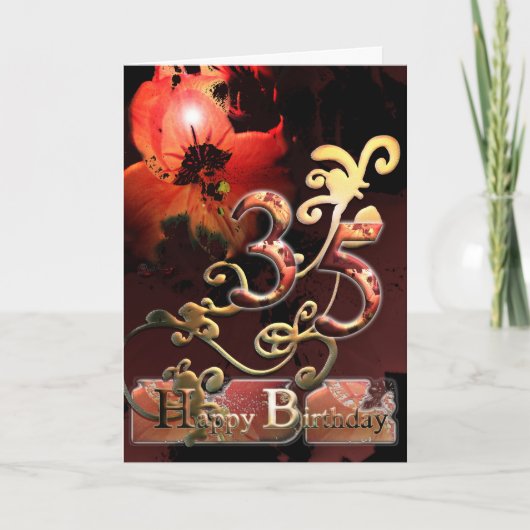 Lilly Dream flower Happy 35 Birthday floral Kaart (Voorkant)