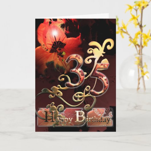 Lilly Dream flower Happy 35 Birthday floral Kaart (Gele Bloem)