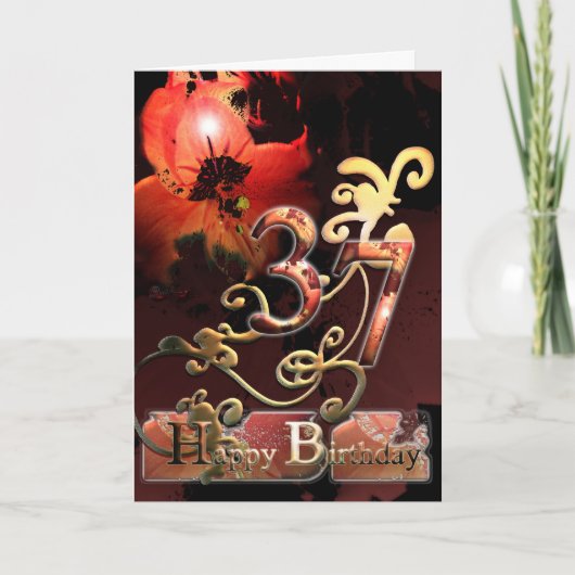 Lilly Dream flower Happy 37 Birthday  Kaart (Voorkant)
