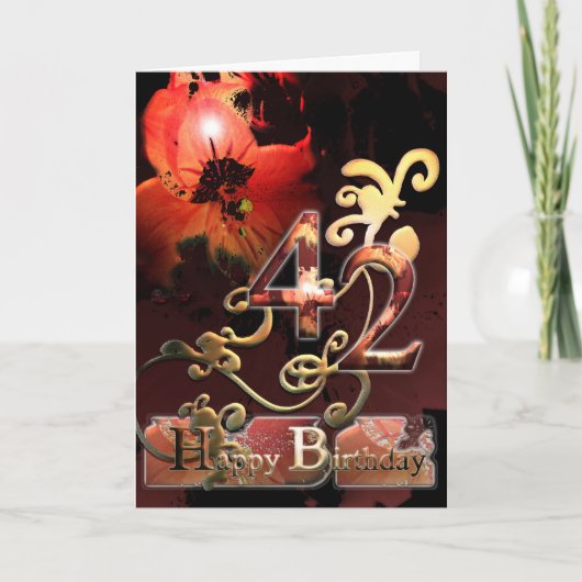 Lilly Dream flower Happy 42 Birthday floral Kaart (Voorkant)
