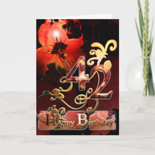 Lilly Dream flower Happy 42 Birthday floral Kaart