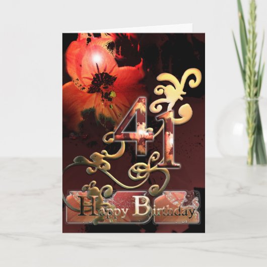 Lilly Droom bloem Gelukkig 41e Verjaardag sierlijk Kaart (Voorkant)