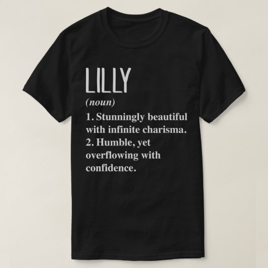 Lilly First Name Definition Personalized Gift Idea T-shirt (Design voorkant)