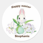  Lilly floral, ester bunny Ronde Sticker (Voorkant)