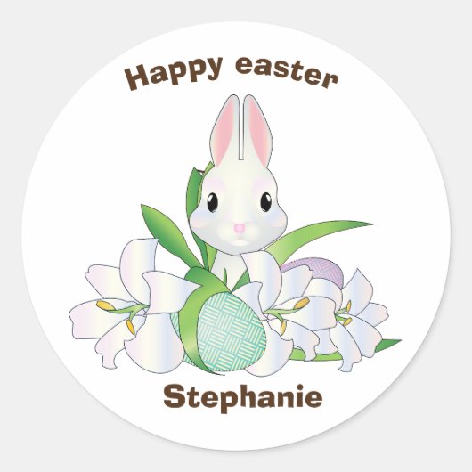  Lilly floral, ester bunny Ronde Sticker (Voorkant)