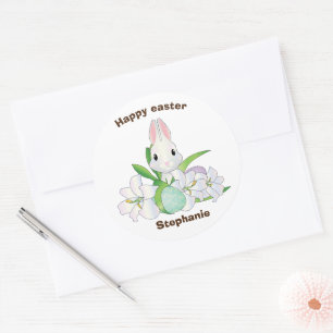  Lilly floral, ester bunny Ronde Sticker