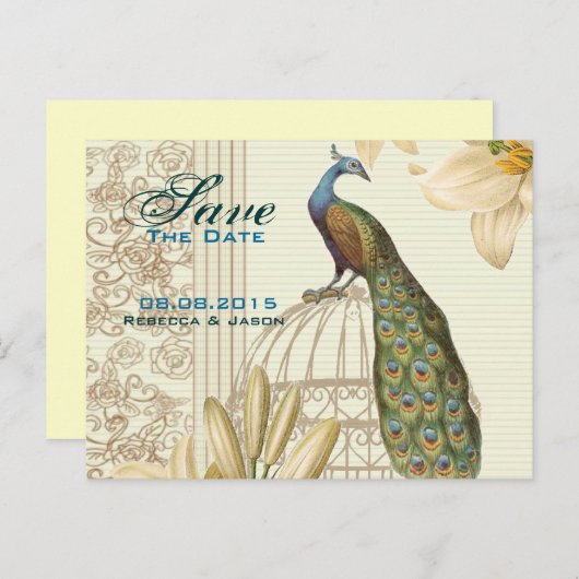  lilly floral peace bruiloft , behalve de datum aankondigingskaart (Voorkant / Achterkant)