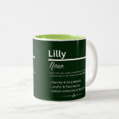 Lilly, Girl Personalized Name Definition Mug Tweekleurige Koffiemok (Voorkant rechts)