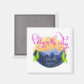 Lilly in City - Asheville Ceramic Ornament Magneet (Voorkant / Achterkant)