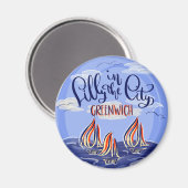 Lilly in de stad Greenwich Magnet (Voorkant / Achterkant)