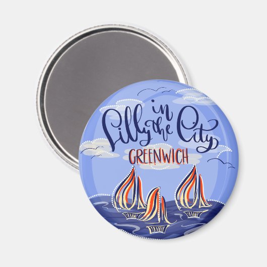 Lilly in de stad Greenwich Magnet (Voorkant / Achterkant)