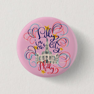 Lilly in de stad - Philadelphia Ronde Button 3,2 Cm