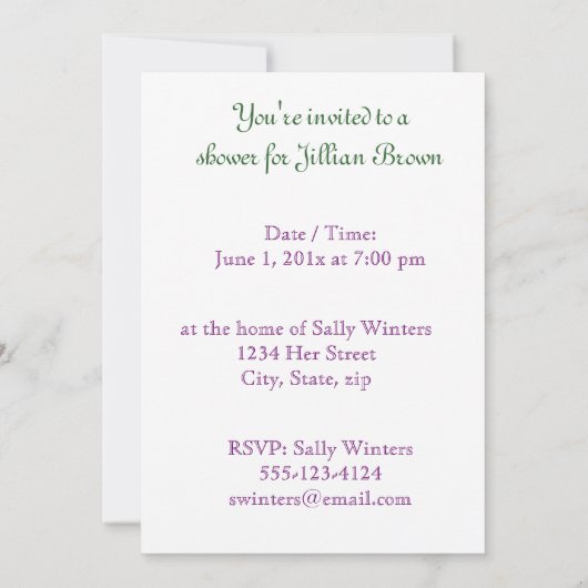 Lilly of the Valley BRIDAL SHOWER Kaart (Achterkant)