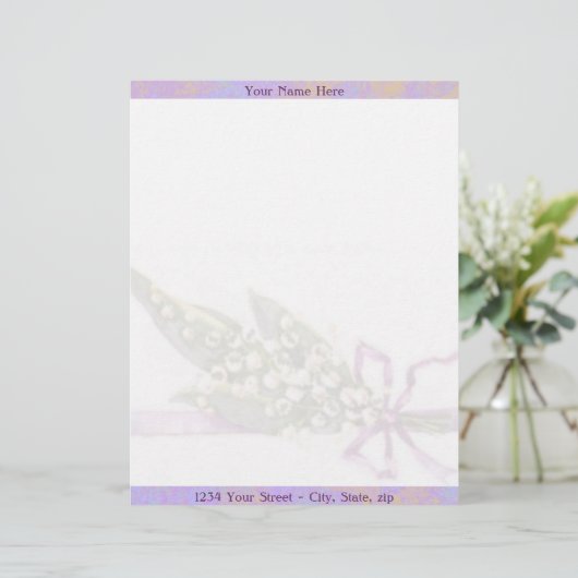 Lilly of the Valley letterhead Briefhoofd Ontwerp (Staand voorkant)