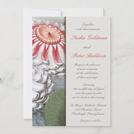 Lilly Pads Floral Wedding Invitation Kaart (Voorkant)