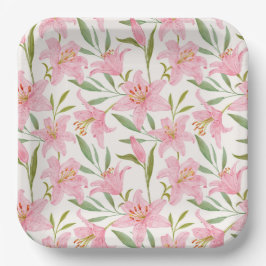 Lilly Papieren Borden, Roze Bloemenfeest Bordje