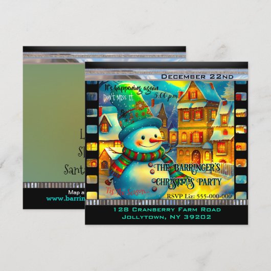 Lilly Snowman Schattige feestelijk kerstfeest Kaart (Voorkant / Achterkant)
