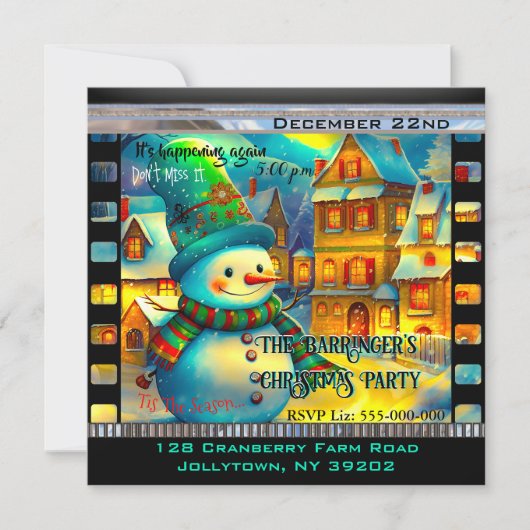 Lilly Snowman Schattige feestelijk kerstfeest Kaart (Voorkant)