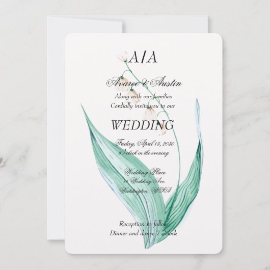 Lilly van de Vallei Bruiloft Kaart (Voorkant)