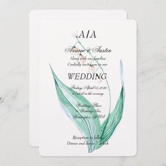 Lilly van de Vallei Bruiloft Kaart (Voorkant / Achterkant)