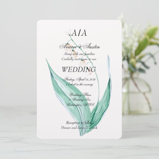 Lilly van de Vallei Bruiloft Kaart (Staand voorkant)