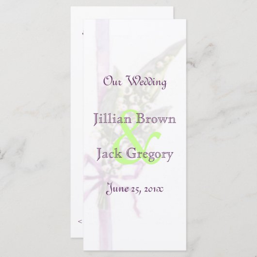 Lilly van de Vallei Trouwprogramma Programmakaart (Voorkant / Achterkant)