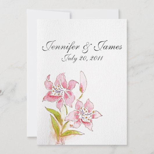 Lilly Wedding Invitations Back Kaart (Voorkant)