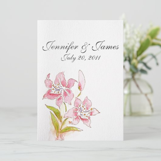 Lilly Wedding Invitations Back Kaart (Staand voorkant)