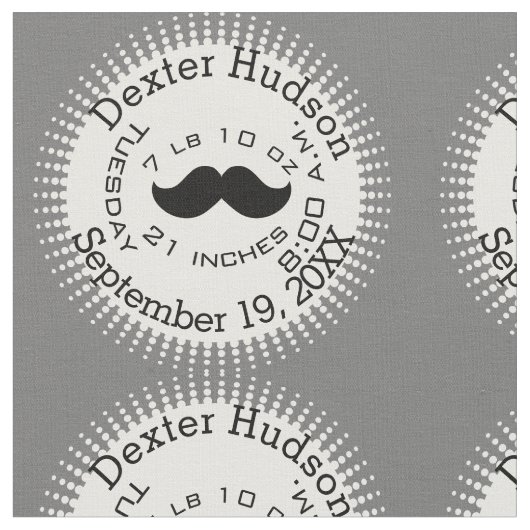 Lil'Man Black Mustache Birth Record Stats Stof (Close Up)