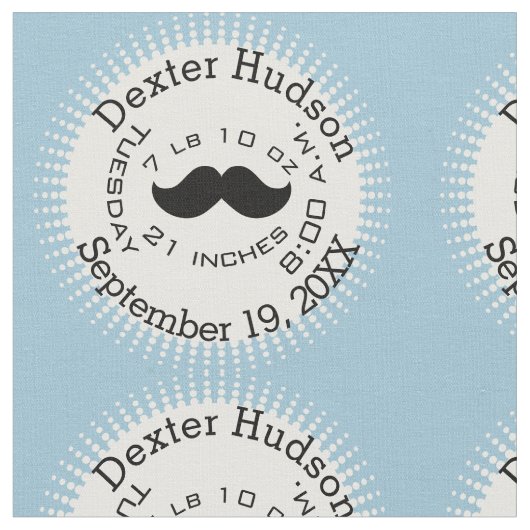 Lil'Man Black Mustache Birth Record Stats Stof (Close Up)
