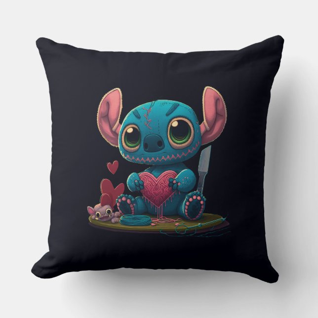 Lilo and Stitch Valentijn Hearts Graphic Pillow Kussen (Voorkant)
