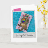 Lilo Cat Funny Birthday Card Kaart (Gele Bloem)