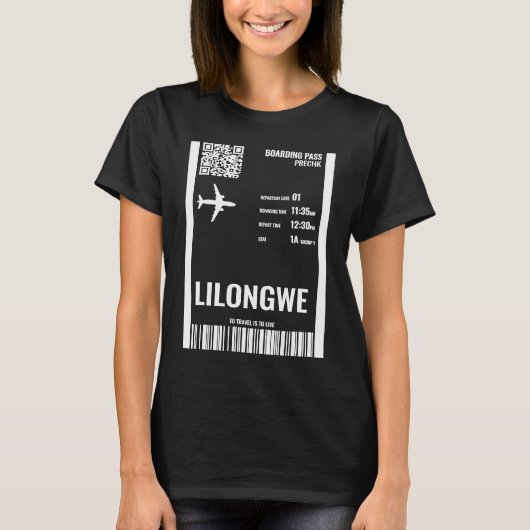 Lilongwe Malawi Boarding Pass Vliegticket Reis T-shirt (Voorkant)
