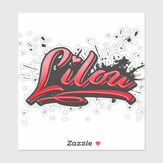 Lilou red Heart Graffiti Aufkleber Sticker (Vel)