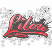 Lilou red Heart Graffiti Aufkleber Sticker (Voorkant)