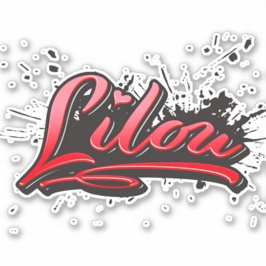 Lilou red Heart Graffiti Aufkleber Sticker (Voorkant)