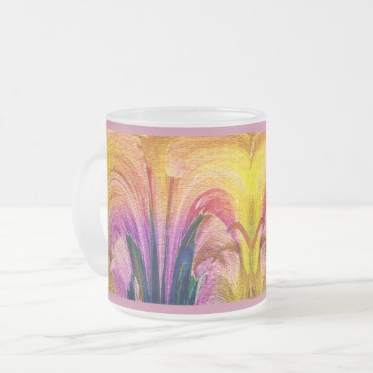 Lily Abstract Burgundy Lily Sofset - Enhanced Matglas Koffiemok (Voorkant links)