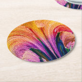 Lily Abstract Burgundy Lily Sofset - Enhanced Ronde Kartonnen Onderzetter (Gebogen)