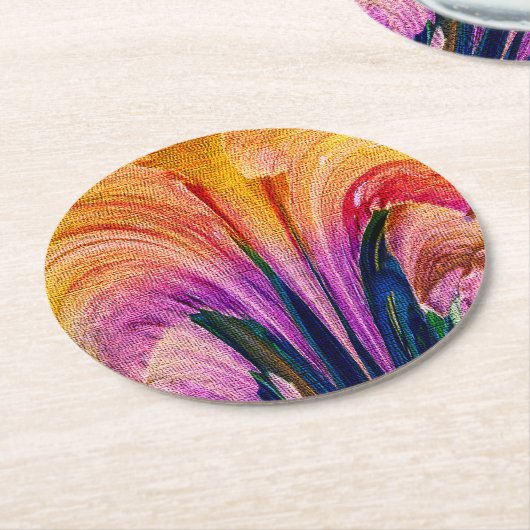 Lily Abstract Burgundy Lily Sofset - Enhanced Ronde Kartonnen Onderzetter (Gebogen)