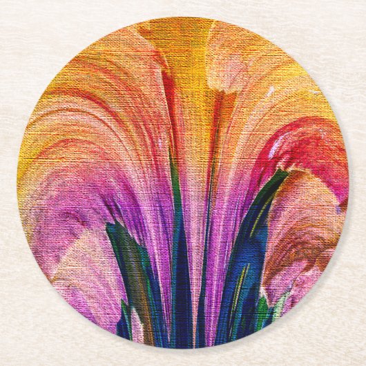 Lily Abstract Burgundy Lily Sofset - Enhanced Ronde Kartonnen Onderzetter (Voorkant)