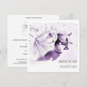 *~*  Lily AR12 QR FOTO RSVP Bloemenbruiloft Kaart (Voorkant / Achterkant)