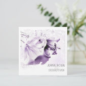 *~*  Lily AR12 QR FOTO RSVP Bloemenbruiloft Kaart (Staand voorkant)